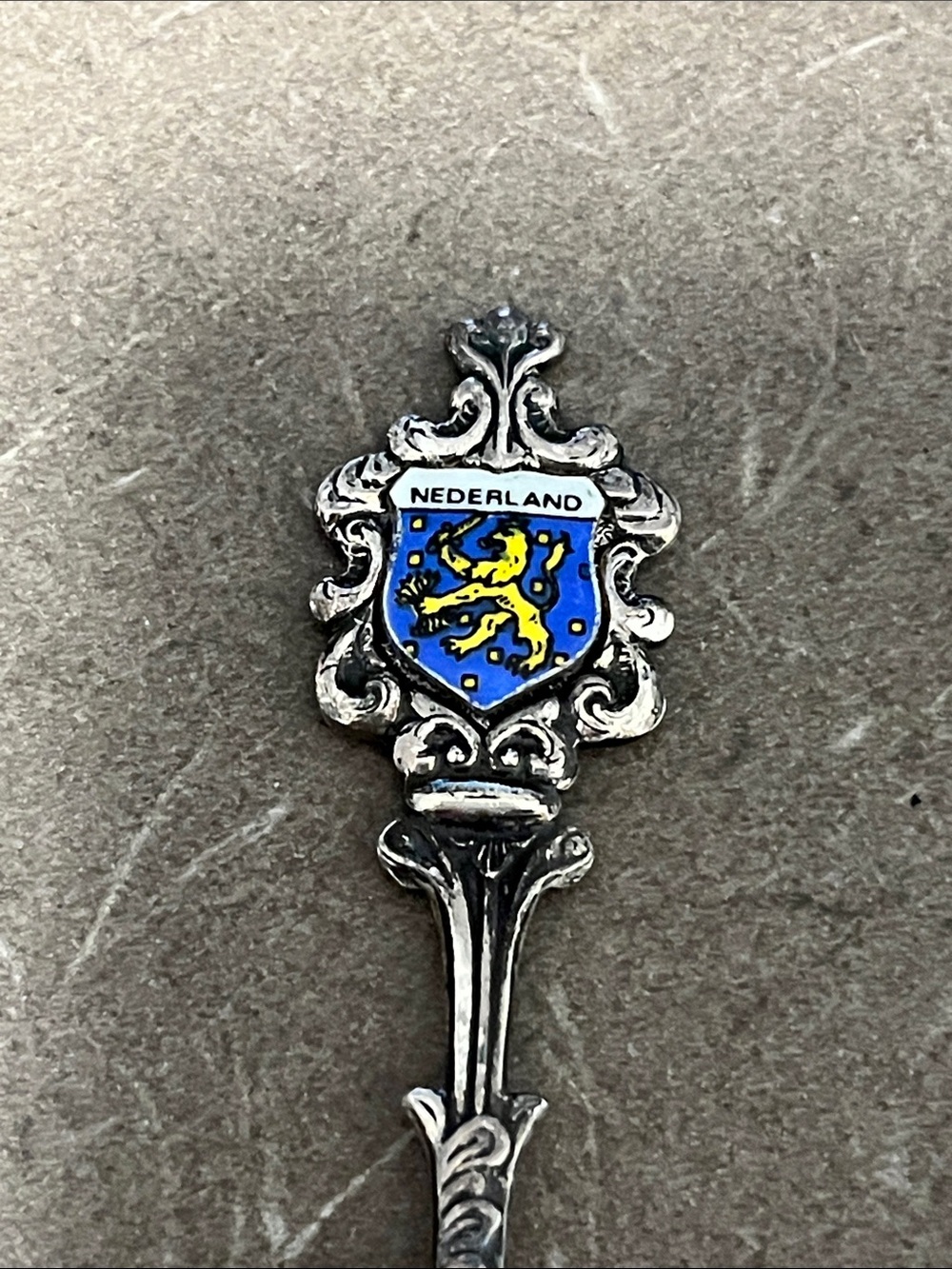 Nederland Blue &Yellow Coat of Arms Decorative Spoon - Made in Holland 90 Silver